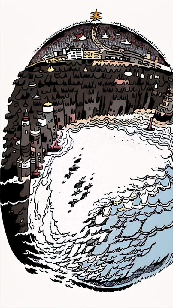 digital vector art of Salvador, Bahia, Brazil in the same style of The Sea off Satta in Suruga Province by Hiroshige