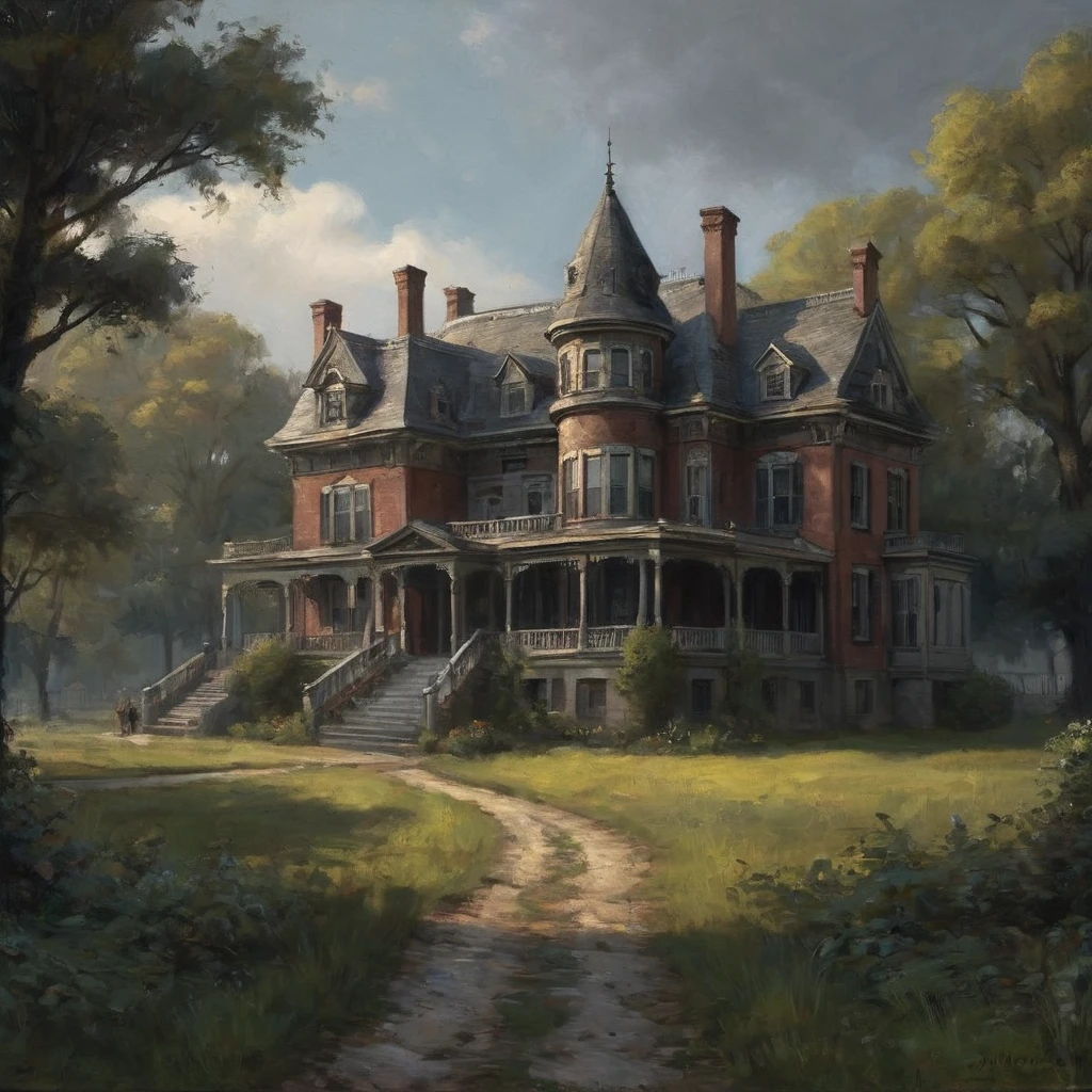 (best quality,4k,8k,highres,masterpiece:1.2),ultra-detailed,(realistic, photorealistic,photo-realistic:1.37), ((Horrow, scary scene, night: 1.5)),(The house was wrapped in silence. Erika had decided to live alone in this old mansion that she had inherited from her grandparents a few years ago. The spacious mansion used to be bustling with a large family, but now it was just Erika and many unused rooms.)