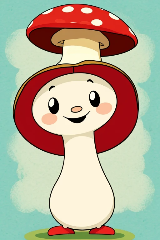 A cartoon mushroom with muscles