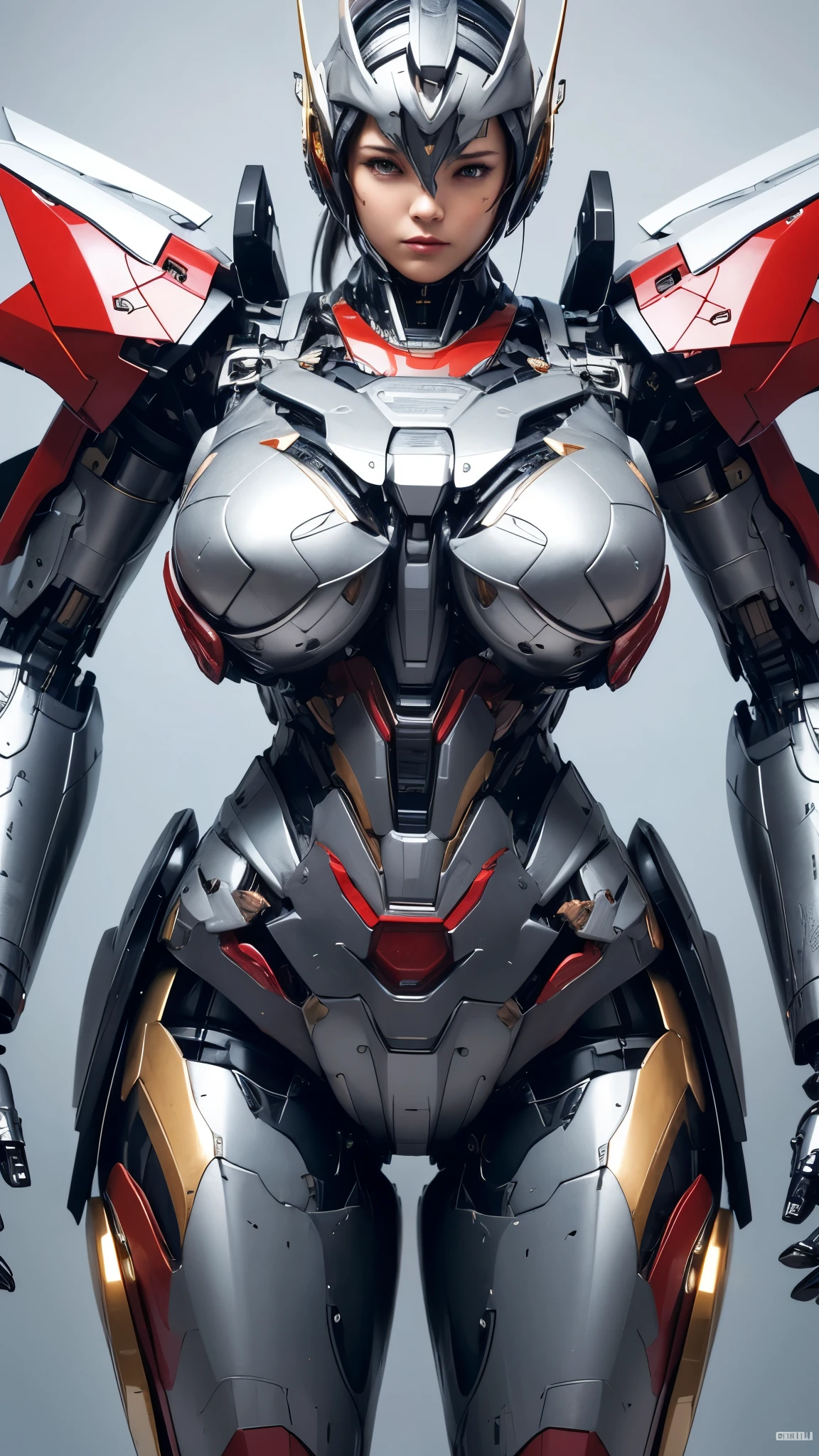 Textured skin, Super Detail, high details, High quality, Best Quality, hight resolution, 1080p, hard disk, Beautiful,(Super Heroine),Oppai Missile,beautiful cyborg woman,Mecha Cyborg Girl,Battle Mode,Girl with a Mecha Body,She wears a battle cyborg mech with a weapon,Fulll body Shot