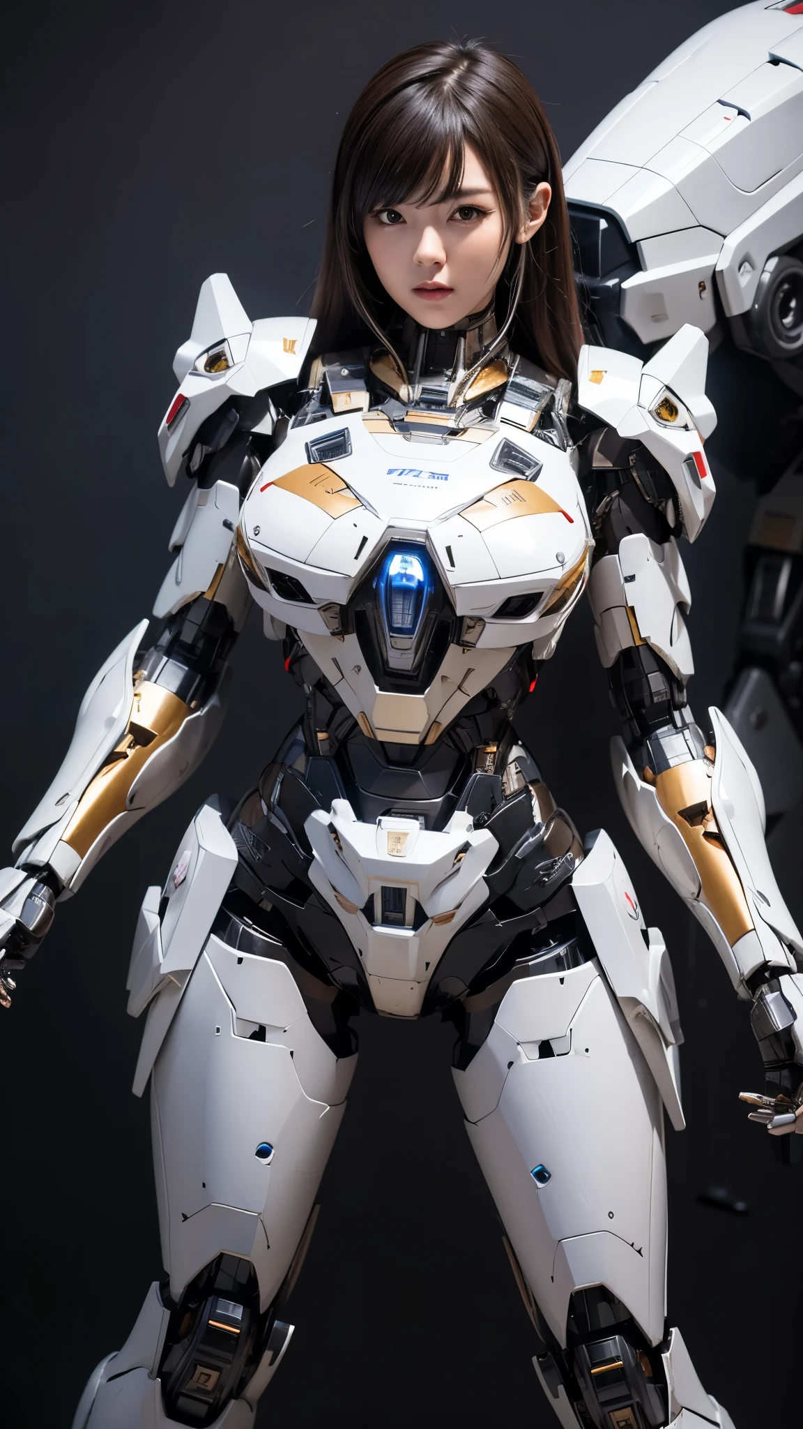 Textured skin, Super Detail, high details, High quality, Best Quality, hight resolution, 1080p, hard disk, Beautiful,(Super Heroine),Oppai Missile,beautiful cyborg woman,Mecha Cyborg Girl,Battle Mode,Girl with a Mecha Body,She wears a battle cyborg mech with a weapon,Fulll body Shot