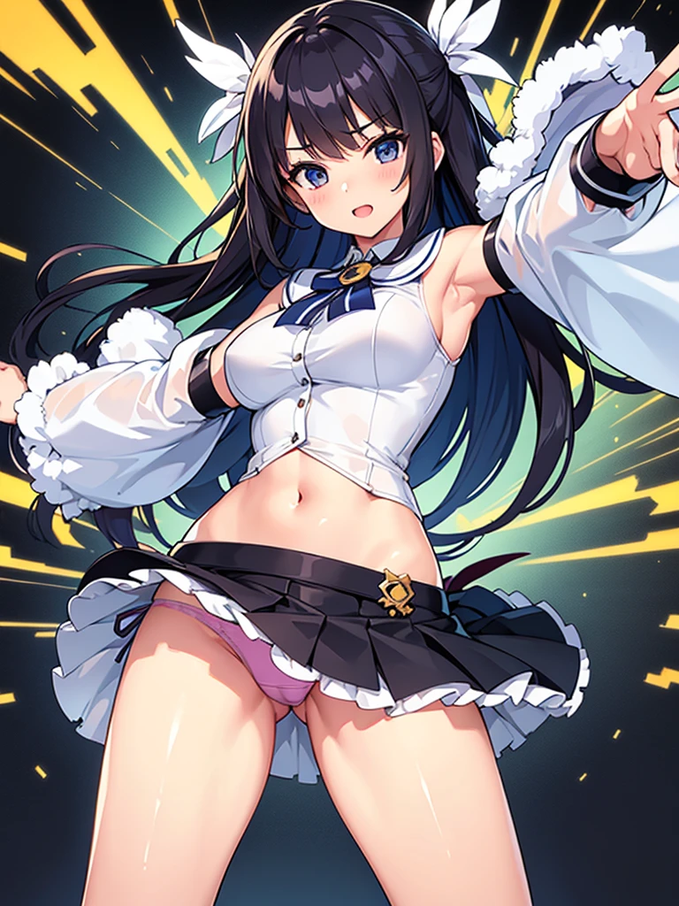 masterpiece, best quality, ultra detailed, 1 girl, show panties, micro skirt, dynamic pose,
