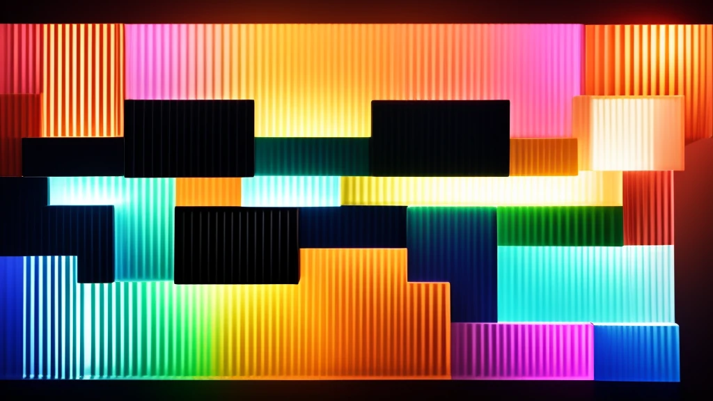 Black background　Colorful linear flash　Multiple Blocks　beautiful　Gradation　rectangle　high density　flash