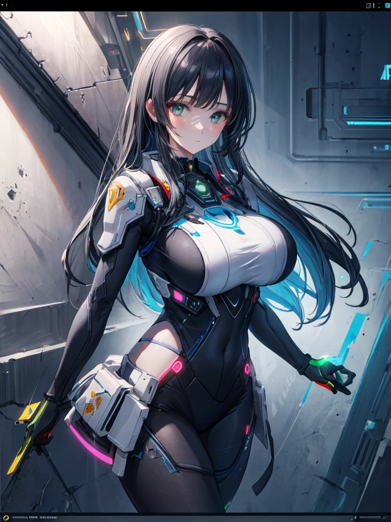 ((Very large breasts))((Highest quality)), ((masterpiece)), (detailed:1.4), 3d, Images of beautiful cyberpunk women,Human Development Report (High Dynamic Range),Ray Tracing,NVIDIA,Super Resolution,Unreal 5,Scattered beneath the surface,PBR Textures,Post-processing,Anisotropic Filtering,Depth of written boundary,Maximum clarity and sharpness,Multilayer Texture,Albedo and Specular Maps,Surface Shading,Accurate simulation of light-matter interactions,Perfect Proportions,Octane Rendering,2-color illumination,Large diameter,Low ISO,White balance,Three-part method,8K Native,