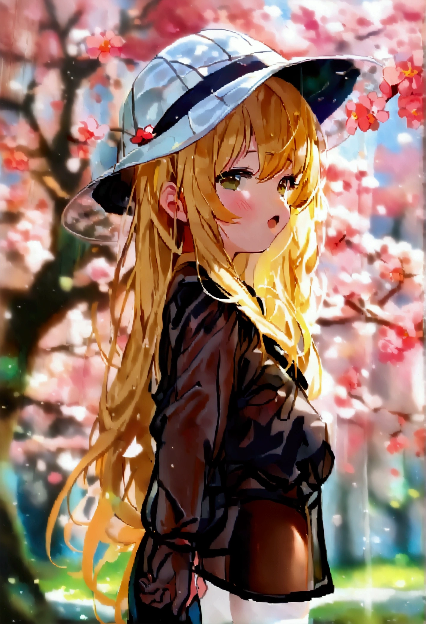 Girl masturbating naked (((NSFW))) Long Hair Blonde Toddler girl 5 years old (((A glimpse into the sheer black see-through blouse))) (((See-through black skirt))) (((See-through black pantyhose)))Cherry tree in full bloom Primary school students No pants Transparent white school hat ((whole body))((Black high heels))