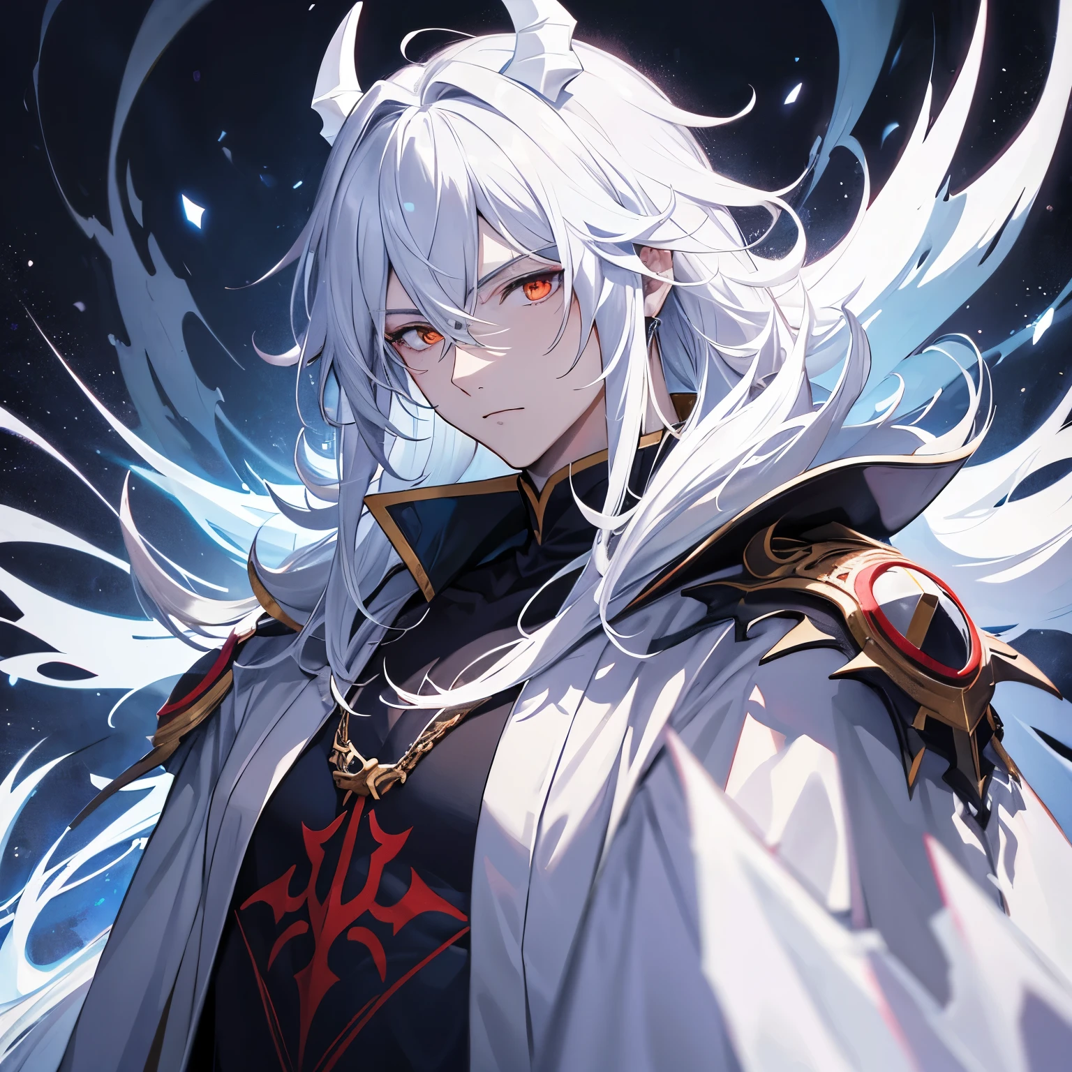 Human male, demon king, handsome, white eyes, robe,cold, cool, stylish high image quality