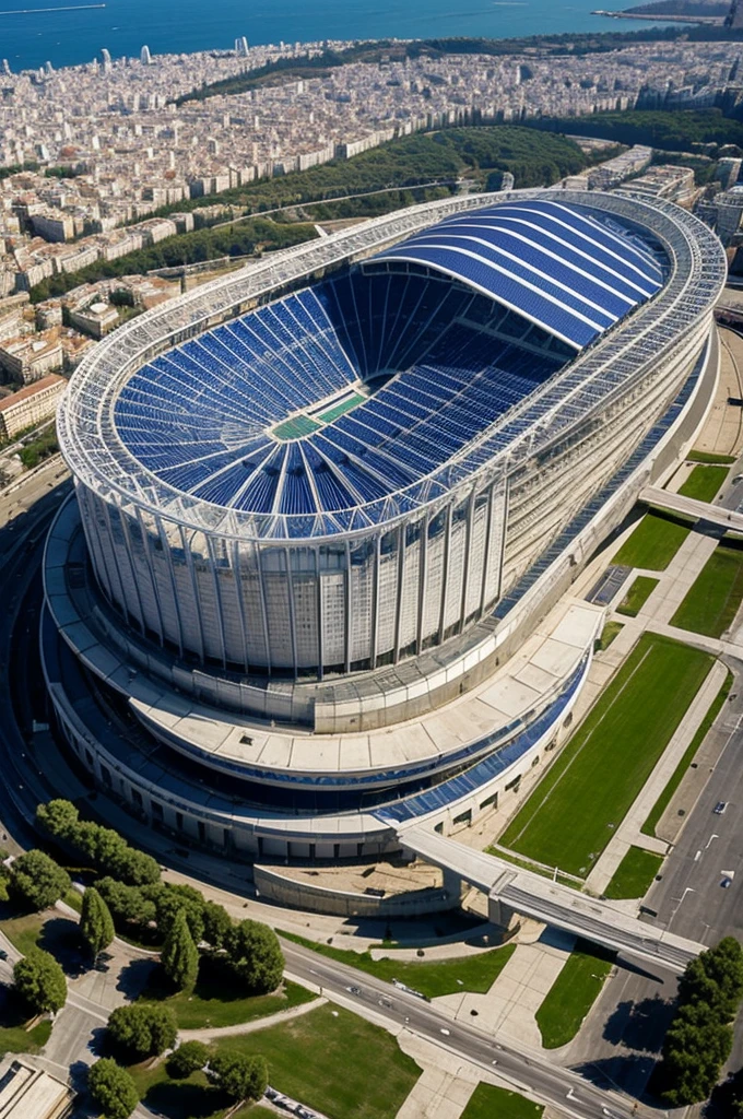 Santiago Bernabeu Stadium, but in Greek and Byzantine style, image as a plane