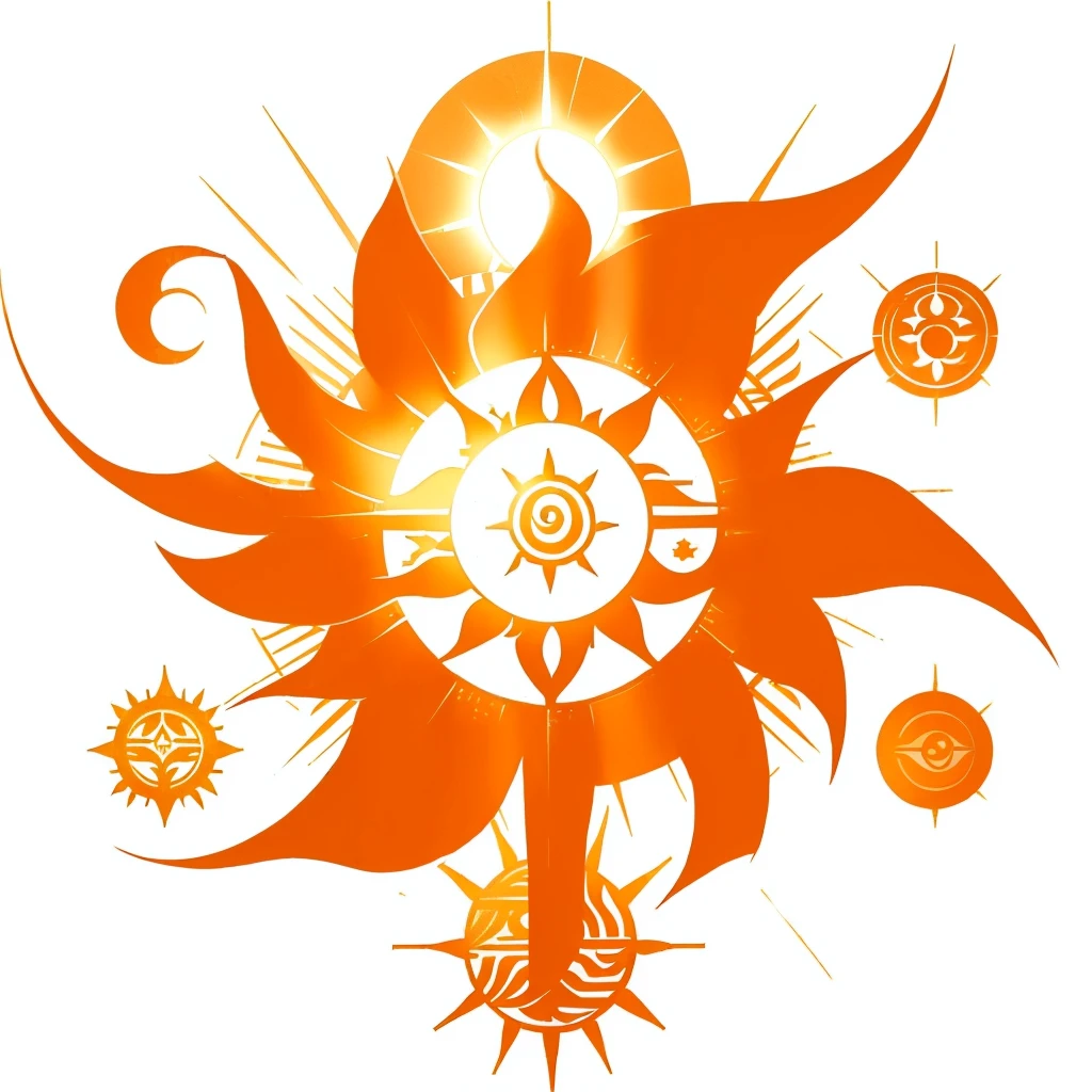 Sun symbol, sun tattoo, spirit of light mark.