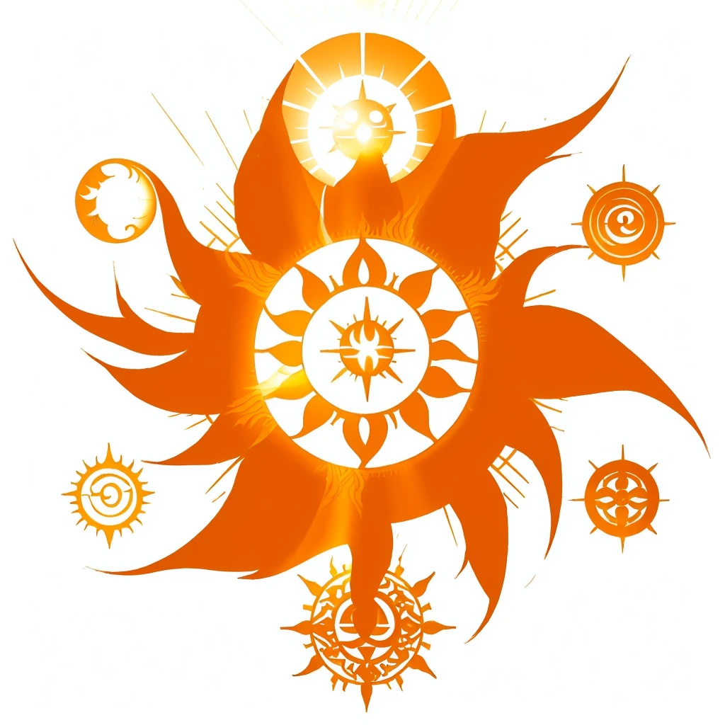 Sun symbol, sun tattoo, spirit of light mark.