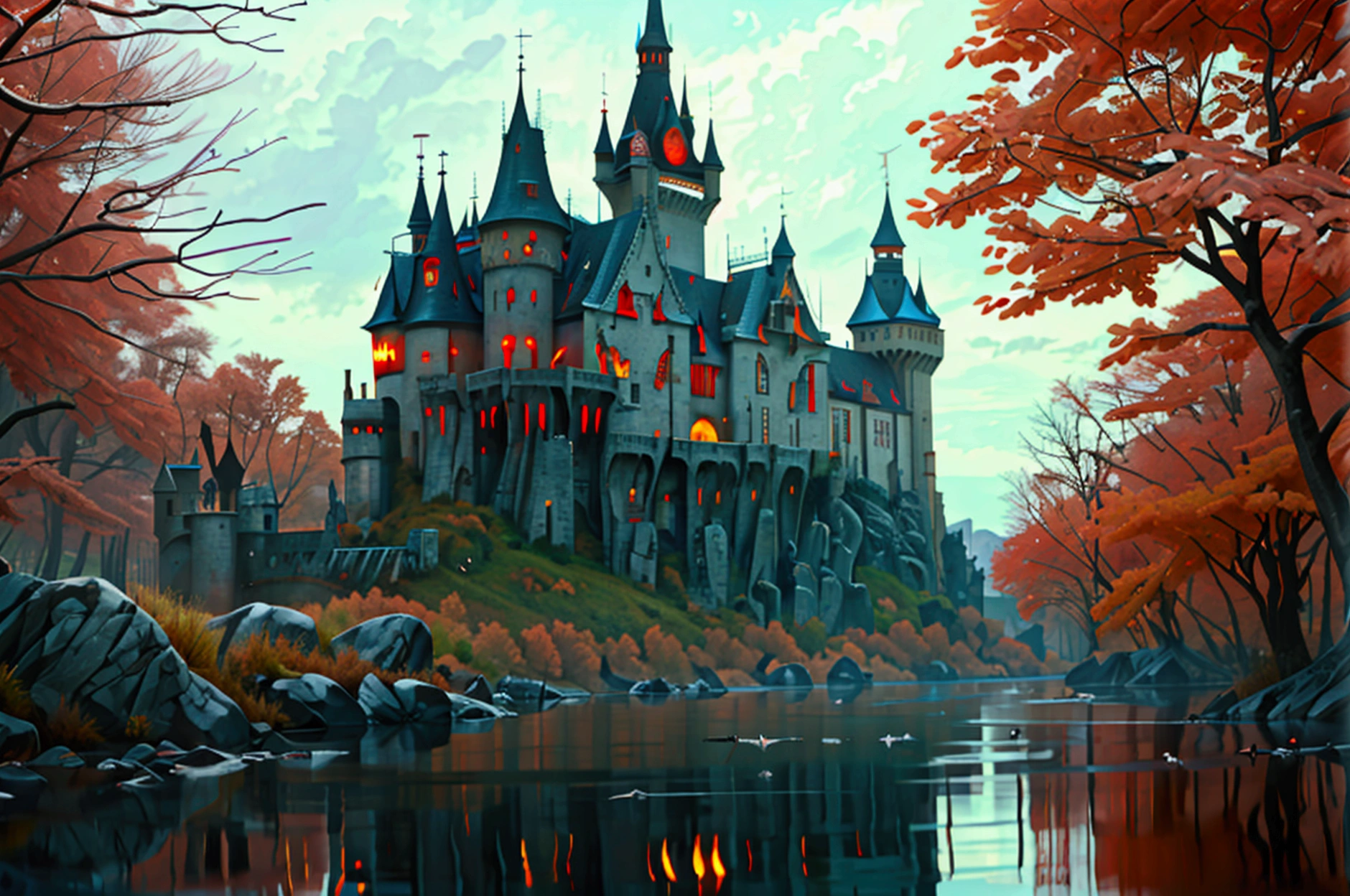 Conde Dracula, Red eyes, castle, vampires, bats, blood,