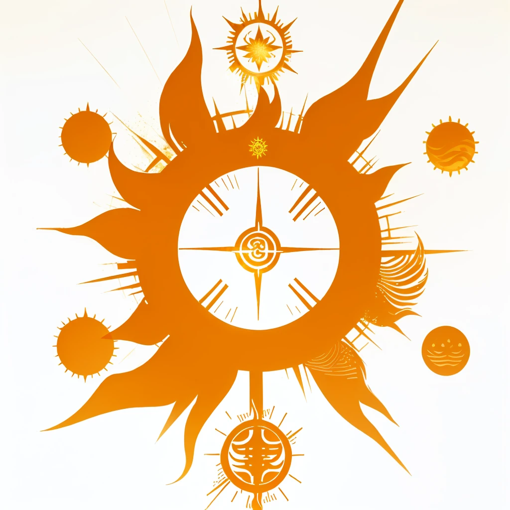 Sun symbol, sun tattoo, spirit of light mark.