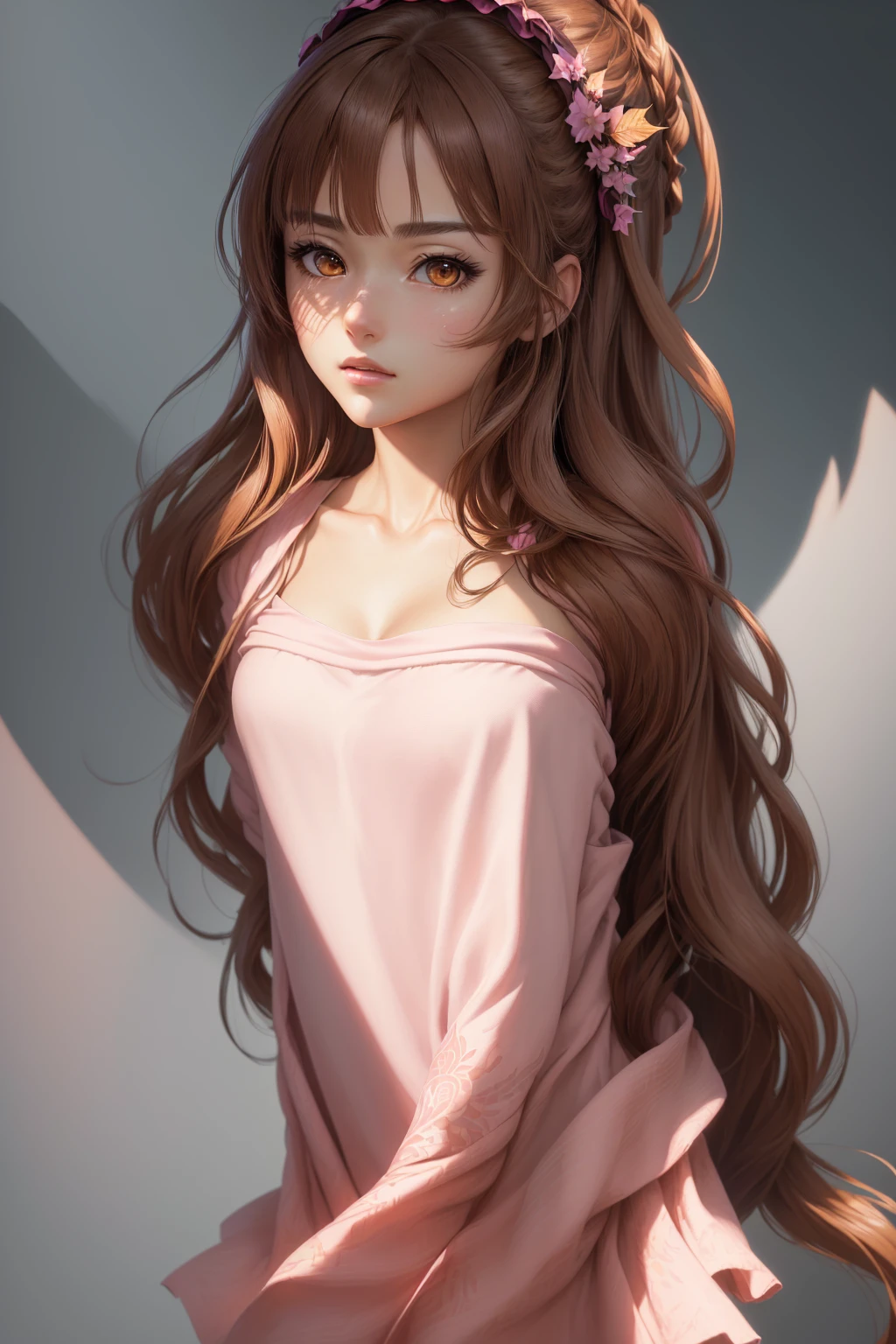 masterpieces , realistic anime,best quality, (extremely detailed CG unity 8k wallpaper), (best quality), (best illustration), (best shadow), absurdres, realistic lighting, (Abyss), beautiful detailed glow,a woman, brown eyes,brown hair,long one pony tail, wearing leaf village headband, looking at someone with concern expression,pink lips