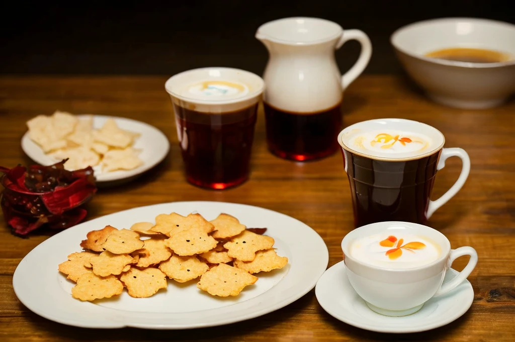 A clear glass of Thai coffee has a visible layer of condensed milk below the coffee water. Served with fried dough snacks.