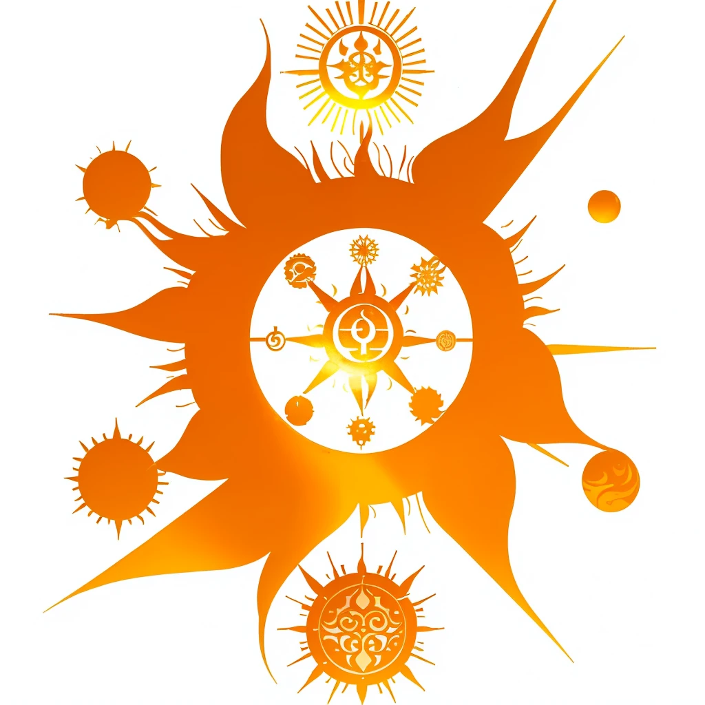 Sun symbol, sun tattoo, spirit of light mark.