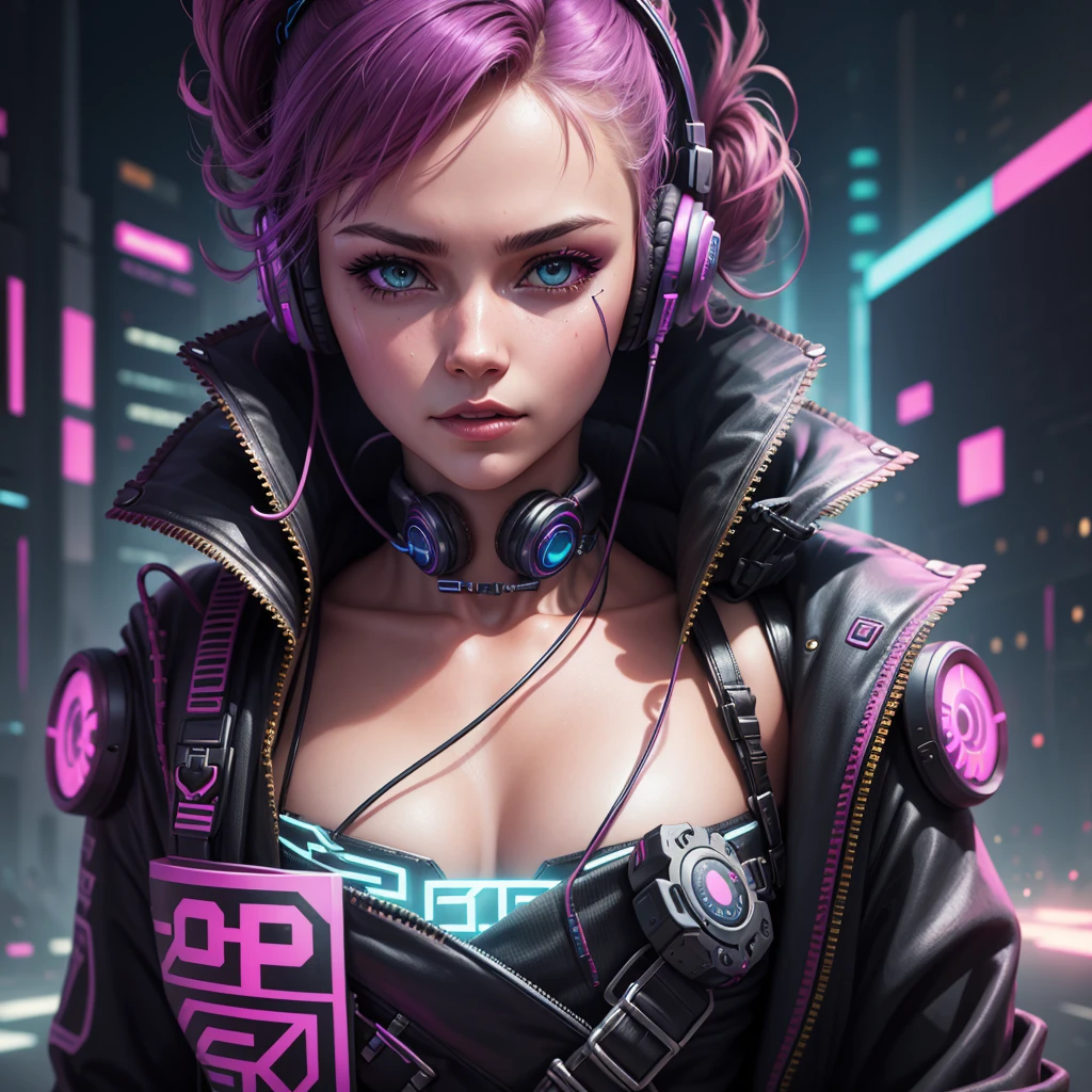 Cyberpunk girl headphone