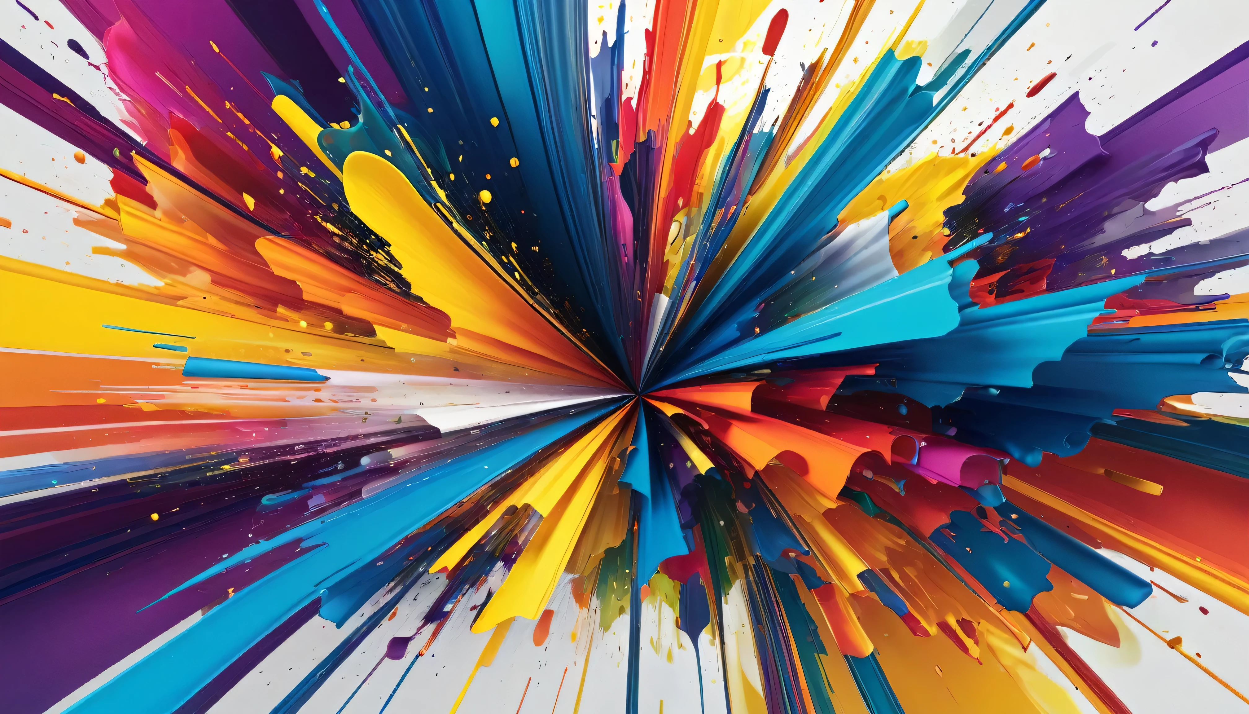 illustration of colors colliding with each other, forming an abstract image, consisting of colors #FFF455 #FFC700 #EE4E4E