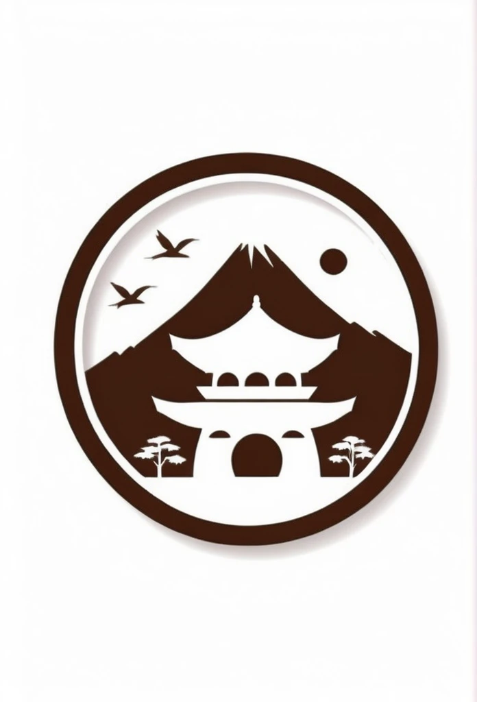 Fashionable logos of temples in Japan
White background
A dark brown-and-white design that is close to white and brown
circle-shaped logo
Inside the circle-shaped logo, a cute Japanese lawn dog is painted small with only a silhouette
small scorched bamboo bushes, pine trees, and bamboo leaves are depicted
Clean and stylish,
Pretty cool
chic and modern design
White background