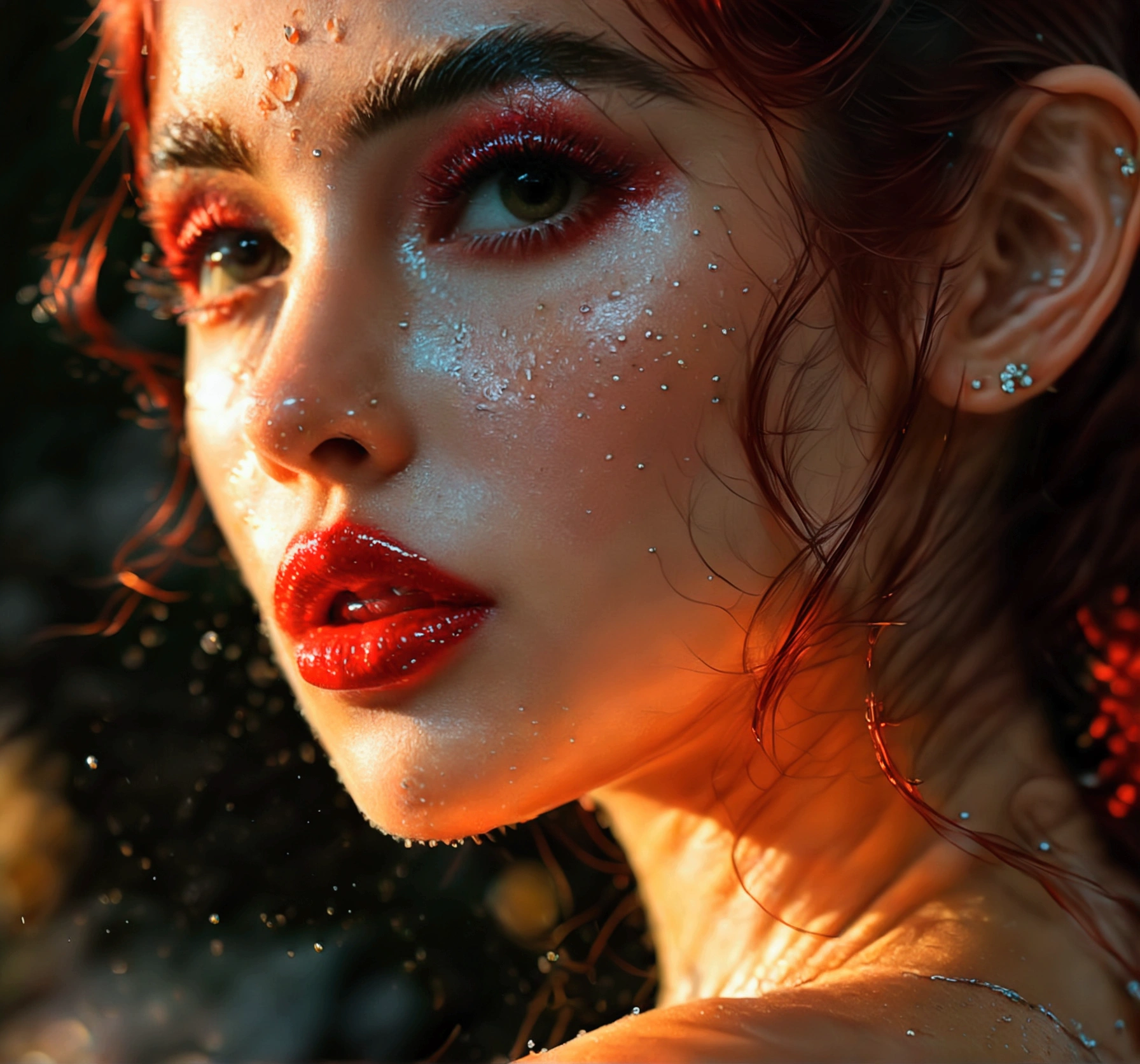 ariana grande, hot, sexy, naked, armpits, oiled up, sweaty body, slim and skinny body, red lips (((((glossy red lips))))), super duper fine face