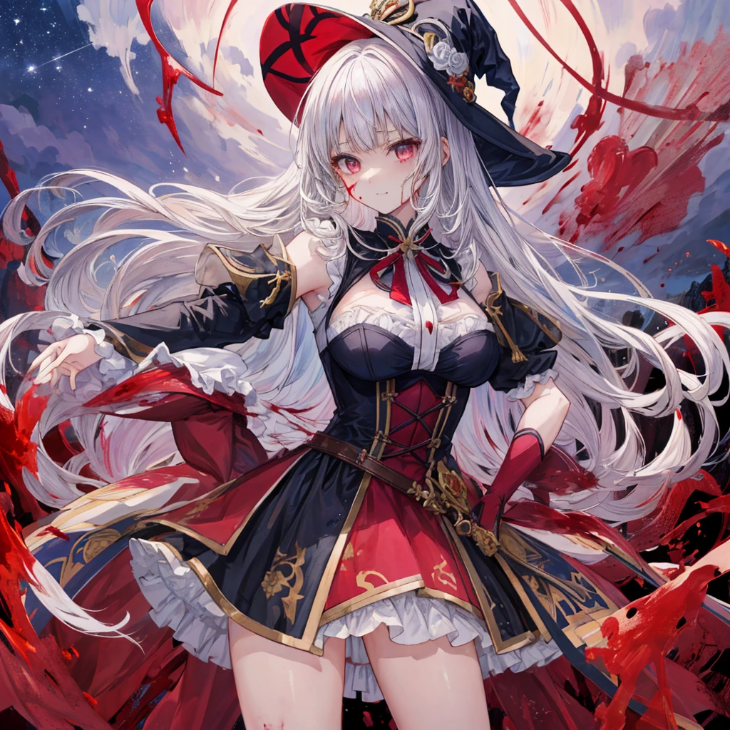 Swarms of Dark Monsterultiple skulls on the ground、周囲に複数のzombie、死んだ腐ったBloodに飢えた邪悪なzombie, Girl Venom, 黒い共to be bornto be born物が付着している, One Girl, masterpiece, View your audience, Professional, Lighting from behind, Particles of light, Gray Hair, Torn clothing, crazy, Yandere, Psychopathic, crazy expression, Licking lips, The pupils constrict, crazy smile, crazy eyes, Conceit, Gothic architecture, Big window behind the girl, Bloodまみれの, Evil look, Psychopathic, Torn clothes, Torn Costume, sexy, reveal, Combat Stance, Very detailed, Vibrant appearance, Creative Action, Very detailed, Imaginative, Sensual, Voluntary, all breasts, sexy, reveal, Highest quality, skinの質感, Intricate details, (Highest quality, masterpiece, 超High resolution), (8k wallpaper, High resolution, High resolution, to be born), (credibility: 1.4), (whole bodyショット), One Girl, ((Anime Girls)),,(Bloodしぶき:1.6), ((Fantasy Witch Costume)), ((Flowing white hair)), ,(Bloodしぶき:1.6),Female curves, Large Breasts, Thick thighs, sexyな平らなお腹, 完璧なhand, 完璧なアニメのface, ((dark lolita dress)), Are standing, ((邪悪な笑face)), ,(Bloodしぶき:1.6),Victorian cities, gaslight, Steam circulates, Moonlight Illumination, night間照明, A sky filled with stars and galaxies,(Bloodしぶき:1.6),アニメzombie魔女デザイン, ねじれた笑face、Bloodまみれの、頭からの出Blood、Bloodしぶき、,(Bloodしぶき:1.6),Crossbones, skull, Streetwear Design, Professionalテクター, Horror Style, Full Design, Huge breasts, Very detailed, Realistic, Dark fantasy, Gloomy atmosphere, Intricate details, crazyスマイル, 狂ったeye, Cute and stylish hair band,(masterpiece:1.2, Highest quality), Scary atmosphere、Distorted facial expressions、Horror Art、Bloodの雨、Bloodを流す、Bloodしぶき,(Bloodしぶき:1.6),悪魔のeye、greenいeye、scar、火scar、whole body、Torn hair of a woman dressed in slave clothing、(Long Hair)、(eyeにかかる長さの前髪)、Black Hair、(((eyeの下のクマ)))、green白いskin、Feeling unwell、Pathological、邪悪な笑face、狂ったeye、(Grin)Dramatic makeup,Create mixed media art、,Horror 1 Girl, Open_mouth, , green_eye, Blood, Tilt_red_skin, Injury, Blood_In addition_face, Bandaged_arm, Blood_In addition_zombie, Blood_In addition_hand , Open your eyelids wide, The trend is all, mouthを大きくOpen, mouthを開けてteethをむき出しにする,獣のような鋭いteeth, Wide lips, 非常に広いmouth, Vermilion cheeks, blonde, ,(Bloodしぶき:1.6),Princess Cut, Ribbon hair ornament, brooch, Otaku Room, Well-built body, Nice body, Ample breasts, Thick body,eyeを大きく開いて、Scary atmosphere、Distorted facial expressions、ねじれた笑face、Bloodまみれの、頭からの出Blood、Bloodしぶき、whole body、,(Bloodしぶき:1.6),Long Hair、Long bangs、Well-built,Broad shoulders,I focus,(face),Messy Hair,いeye,(光るeye),green信号,笑face,big 笑face,teeth,psycho 笑face,gesugao,Dark city background,darkness,night,(close),良いeye, 良いteeth,サディスティックな笑face,,all,光沢のあるskin,詳細なface,Beautiful body, mouthからの白い息 Luxurious lace long gloves、A charming Western alley、Gothic architecture、Western architecture、Fantasy World、