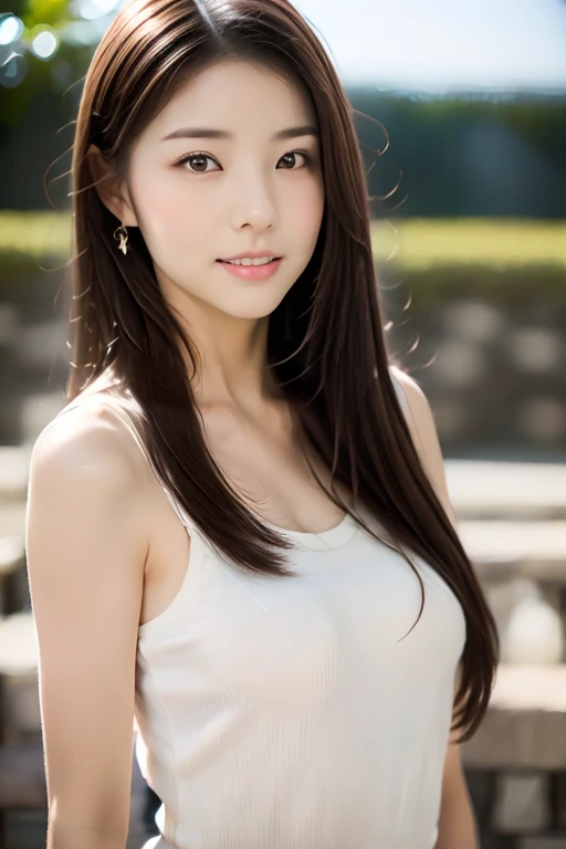 (Highly realistic photos, High resolution), Skinny Japanese woman, 30 years old, Cute face, Detailed face, fine grain, Mr..々Hairstyle, Slim figure, correct body anatomy, ((Look straight ahead)), Facing the camera directly, A single photo, A photo capturing a perfect moment of beauty and intelligence, ((Simple Background))、Dignified、Correct your posture and stand upright