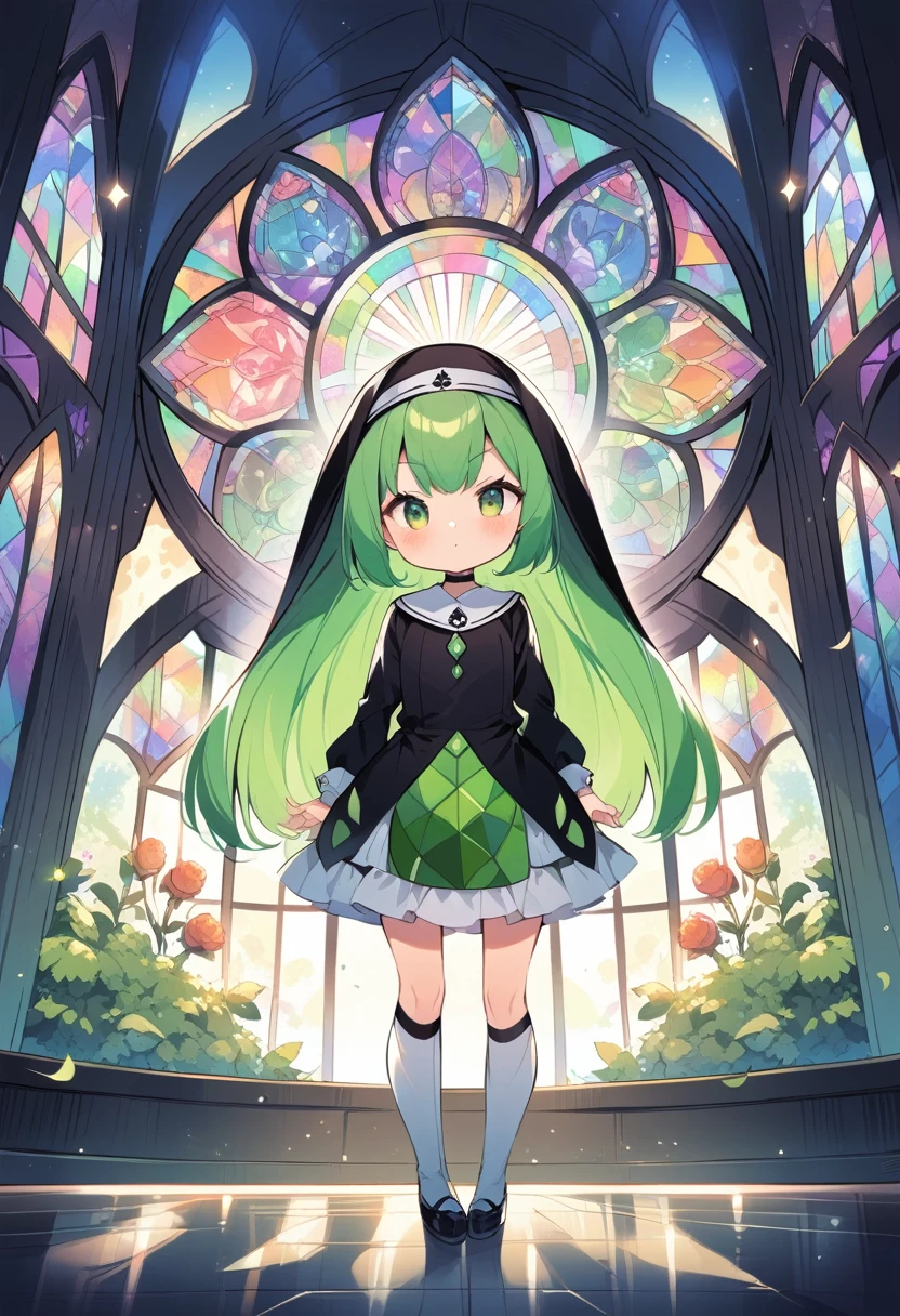 Girl  Slime, Exterior color: green, Transparent, in full height,  no dress, with long hair
