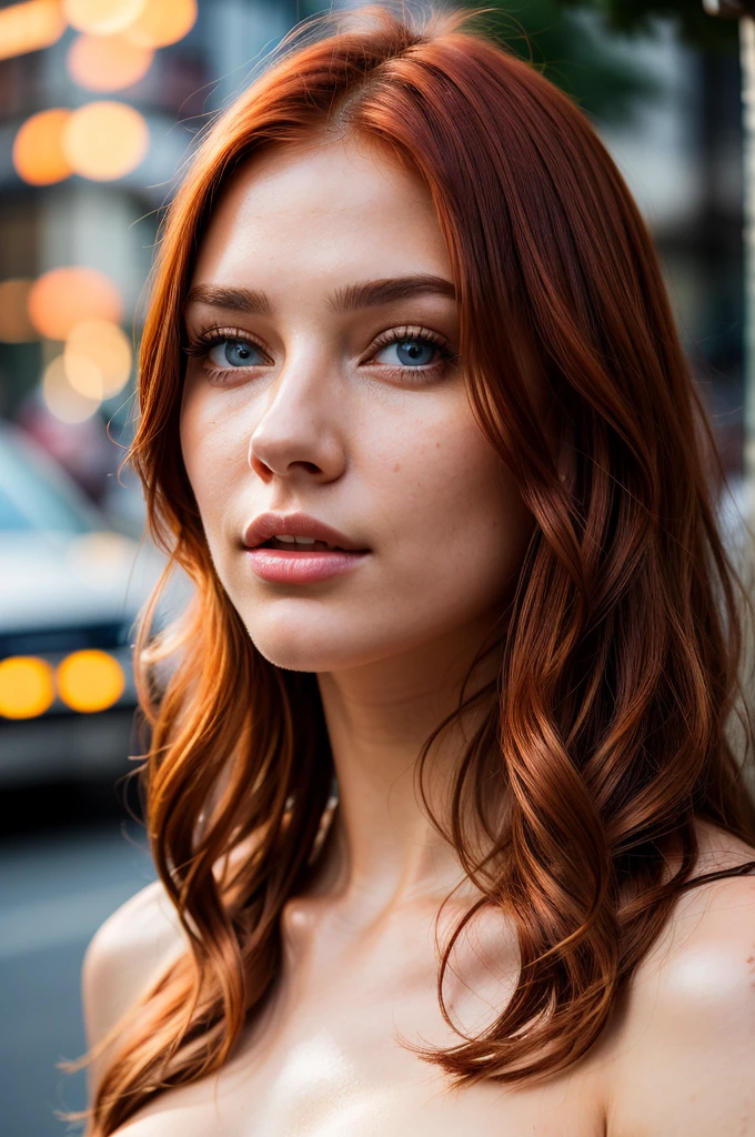 young woman,whole body,very detailed face, beautiful detailed eyes,light on face,Cinematic lighting,Looking at the viewer,on open air,Red hair, young woman в сексуальном красном белье,
