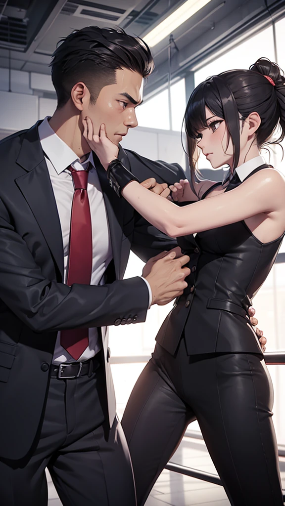 Boxing Counter、Men and women in suits、Two people fighting