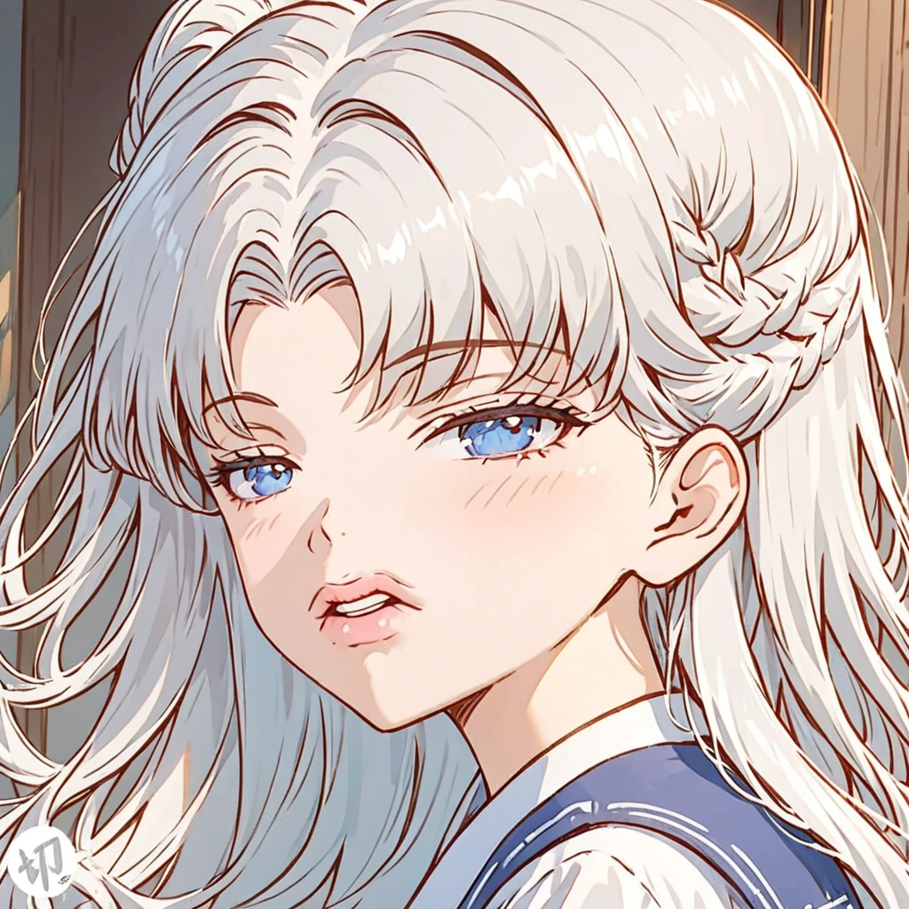 +masterpiece, best quality, Very detailed, A female student, Pretty Face, Rich details, (Long white hair), Perfect face,