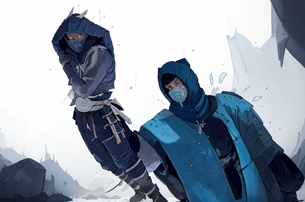 a highly detailed, realistic and cinematic portrait of Sub-Zero from Mortal Kombat, full body, standing pose, dark blue and white color scheme, ninja outfit with fur hood, ice sword in hand, icy mist surrounding, dramatic lighting, hyper-realistic, extremely detailed facial features, piercing gaze, confident and powerful expression, cinematic angle, sharp focus, 8K resolution, photorealistic, realistic ice effects, masterpiece