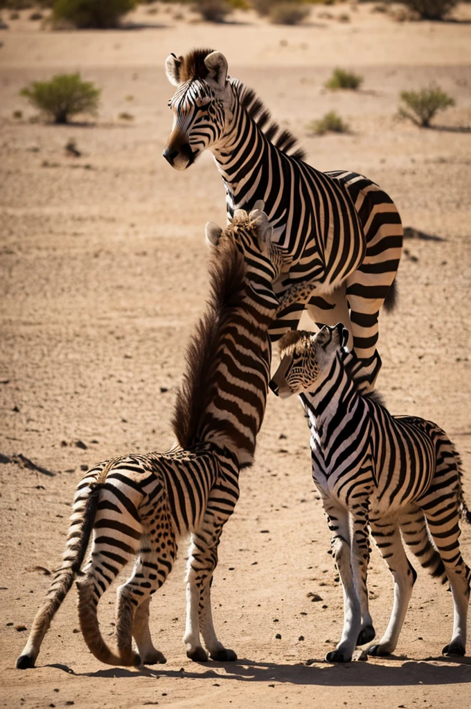 Animal mating Desert Zebra and cheetah mating