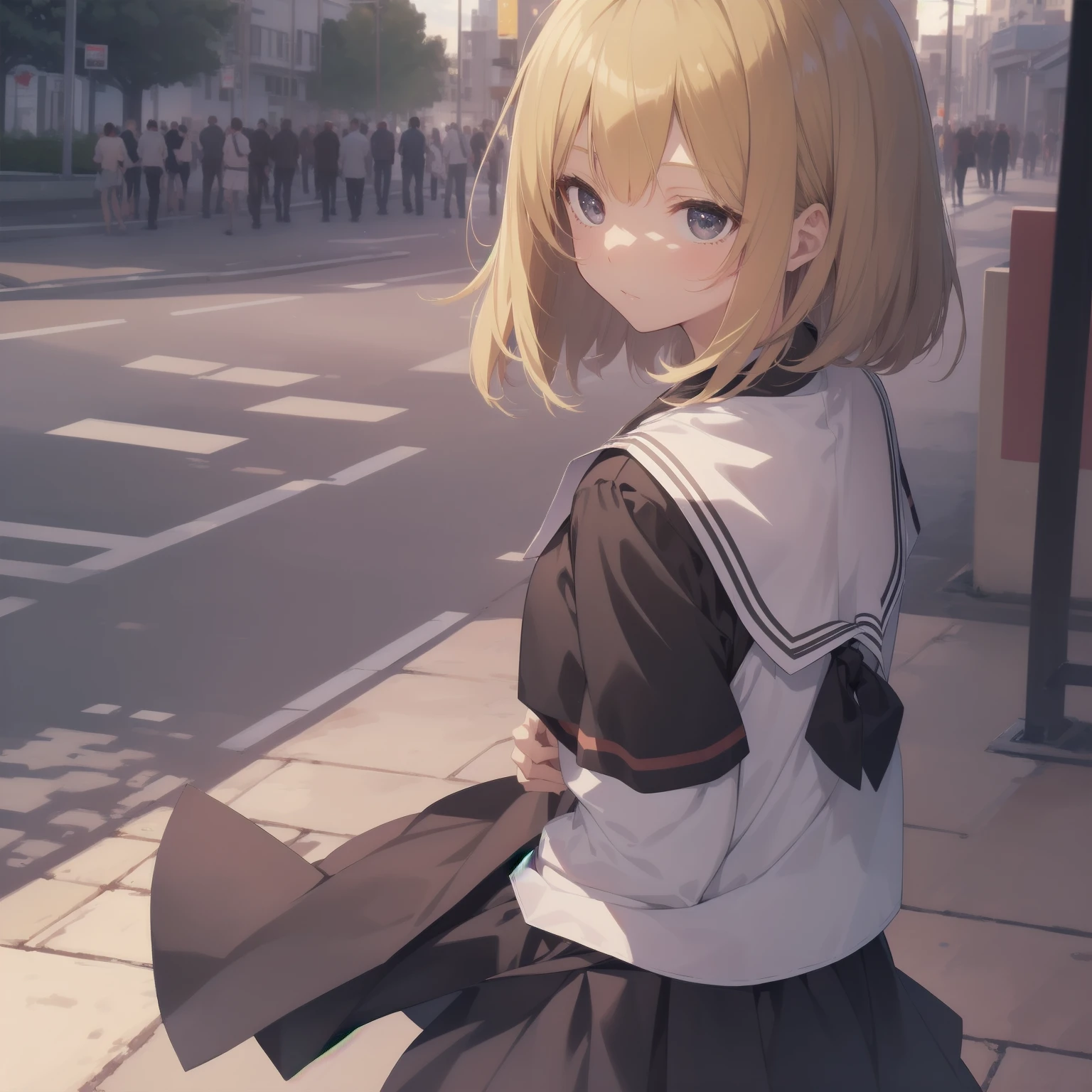 ultra-absurdres-Top quality by artist God, ultra-detailed, high resolution, anime moe artstyle, best anime 8k konachan wallpaper, pixiv contest winner, pool:2810, perfect anatomy,break, 1girl, (Please draw a girl walking sleepily to school alone. )break,(Solo,little female, 13-year-old:1.3),Full limbs, complete fingers,a junior high school student, (very short hair), short cut, flat chest, , small butt, small black eyes, beautiful detailed eyes, well-proportioned iris and pupils, expressive eyes, highres detailed hair, soft expression, salor school_uniform, sailor collar, serahuku, bow, pleated skirt,(Detailed Lighting), (Detailed background), in the School commute route. break,super detailed skin, Best cinematic lighting powered by famous artist, 8k,beauty illustration,photoshop_(medium),very aesthetic,break,((artist:miyo_(ranthath) )), artist:clamp ,artist:carnelian ,artist:kantoku ,
