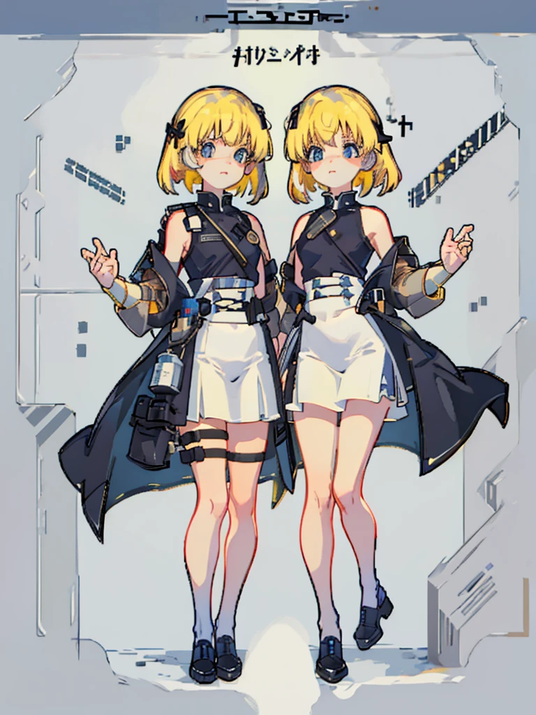 (((Full Body))) (((Twins))) ((Detailed)) They are ***************s twin with blonde hair. One has an energetic and curious expression, dressed in rugged survival attire. Another one appears more serious and focused, also dressed in practical survival gear with a pragmatic touch. 