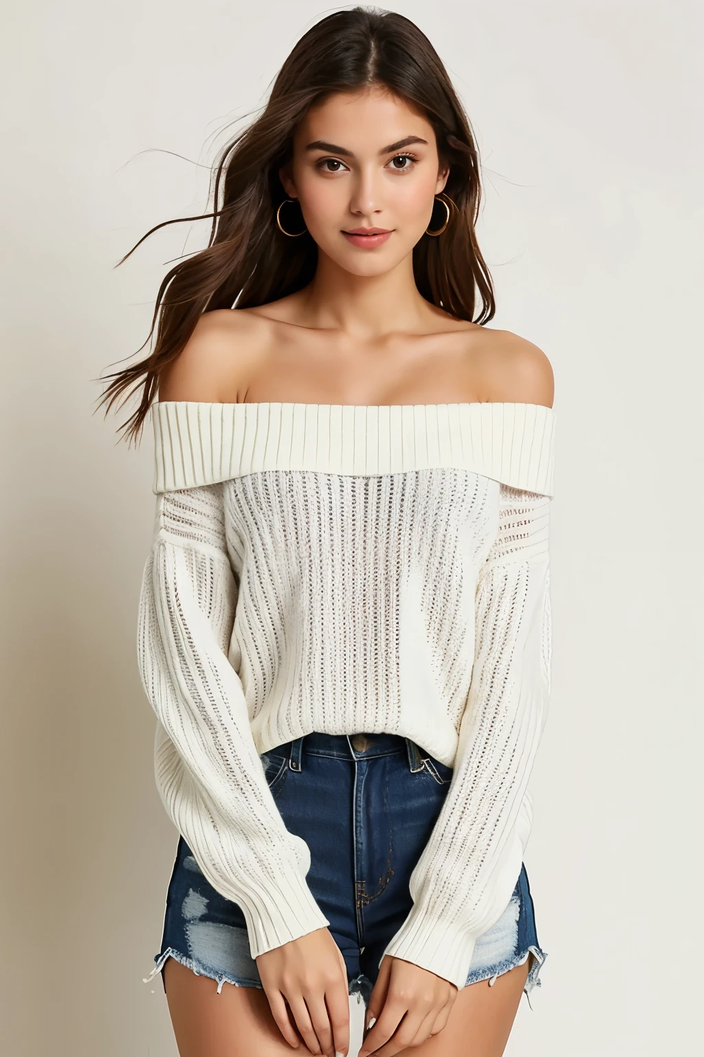 ((best quality)), ((masterpiece)), (detailed), 1girl, off-shoulder sweater, 
