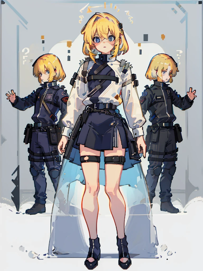 (((Full Body))) (((Twins))) ((Detailed)) ((Male)) They are boys 12-year-old twin with blonde hair. One has an energetic and curious expression, dressed in rugged survival attire. Another one appears more serious and focused, also dressed in practical survival gear with a pragmatic touch. 