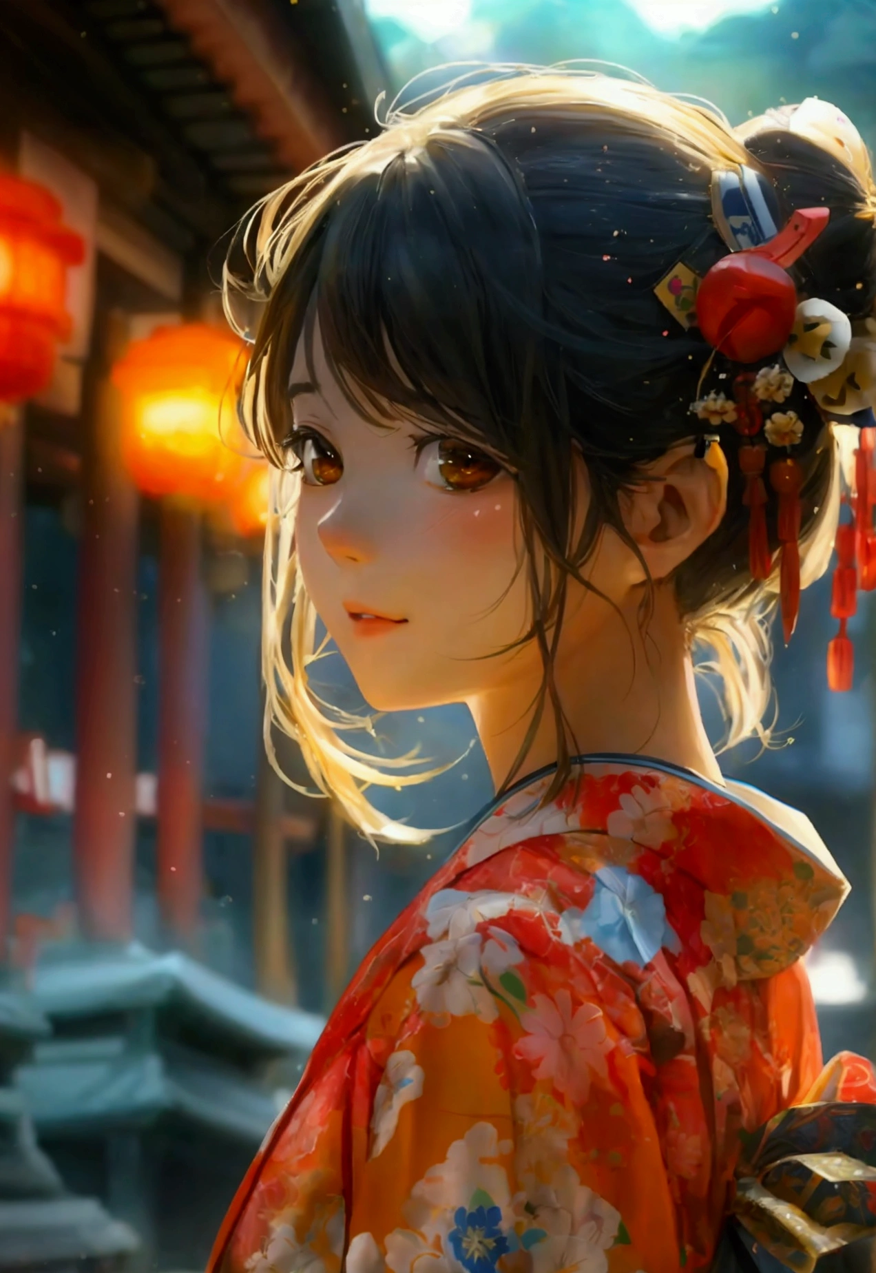 Masterpiece,Highest quality,high resolution,Sunburn mark:1.5,beautiful girl,Japanese,night,shrine,Festivals,Completely naked,