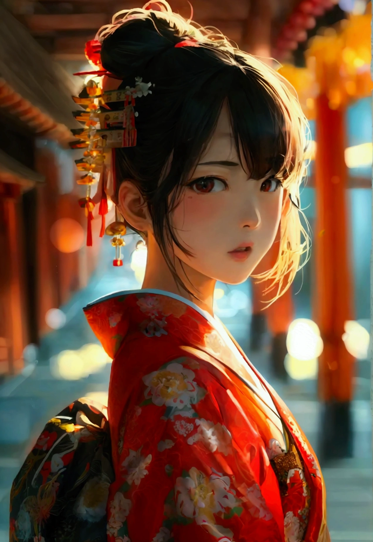 Masterpiece，Highest quality，high resolution，Sunburn mark:1.5，beautiful girl，Japanese，night,shrine，Festivals，Completely naked，Loincloth,
