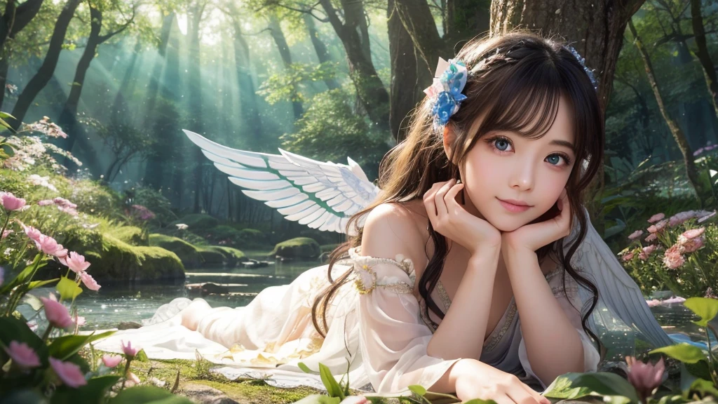 A red dragonfly is perched on the fingers of a beautiful girl、Beautiful countryside sunset