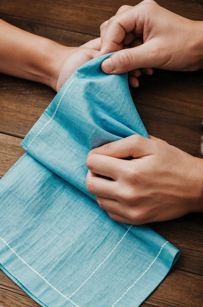 Hand holding a handkerchief