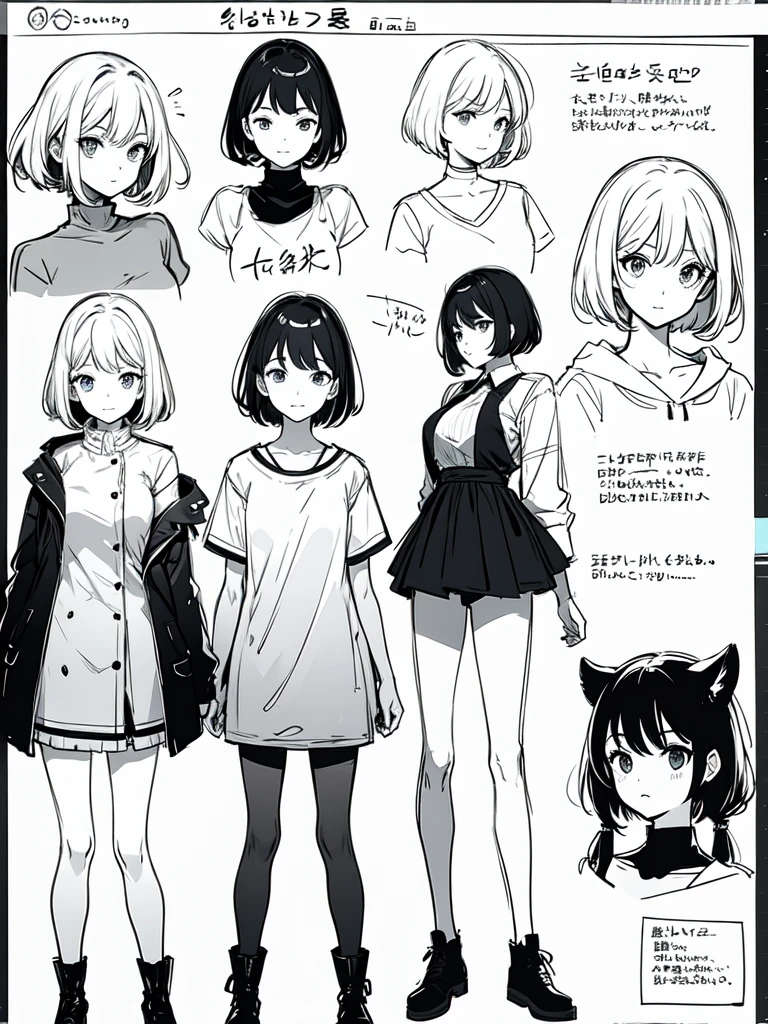  sketch (Character design sheet, same characters, whole body, Three-View, front, ~ ~ ~ side, return),(Very bright:1.1), White Background, [1 Girl:7], (Tilt your head:1.2), ([sketch|watercolor \(Moderate\)]:1.15),Chaotic Abstractな背景, Vector Trace, Gradient Blending, Bright colors, that&#39;wonderful, 非常にdetailed, Complex, (Very low contrast:1.4）,full body, Artistic elements add depth to the work. The overall atmosphere is creepy and nightmarish..., With a unique artistic touch. This movie is、The dark and crazy world of horror movies depicted in HD., Evoke visual stimuli and aesthetic sense, It will terrify and excite the audience....,watercolor画, （Lightless, Eyes without highlights, Evil Eye, A bad looking person with white eyes, It&#39;s a red eyeliner）,whole body絵, Wearing a maid outfit and （Gradient braided hair, (Light purple hair), (Ink blotches:1.1), (pale:1.2),(Light purple:1.2),(Light green:1.2)　and a mature face,tall, Wearing black tights,Green Eyes, The skin is hidden　and maid, The background is a dark and desolate landscape, Horror movie atmosphere. Her figure is extremely beautiful, Emphasizing the dark and crazy elements. Skillfully expressing the effects of light and shadow, detailed, The face and expression of the black costume are also carefully drawn...,sketch (Character design sheet, same characters, whole body, Three-View, front, ~ ~ ~ side, return) and 1 female, Nervous,Cowboy Shot,,(Very bright:1.1), White Background, [1 Girl:7], (Tilt your head:1.2), ([sketch|watercolor \(Moderate\)]:1.15),Chaotic Abstract