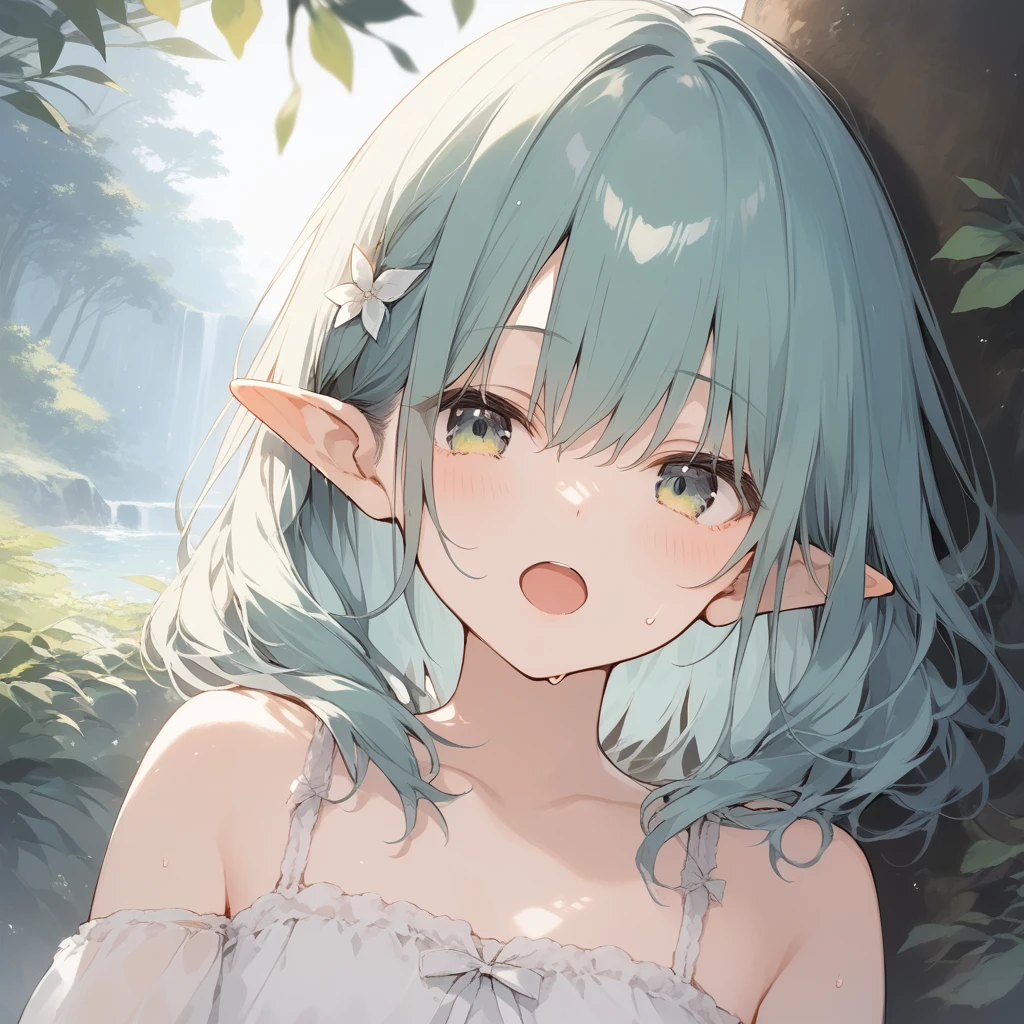 BREAK Perfect Anatomy、(High resolution:1.2)、Incredible illustrations、(Cute illustrations:1.2)、(Beautiful background) (a girl, elf 1.5meters, 40kg),,20-year-old,)(despair:2.0,tears:2.5)(((transparent skin:2.4)) Water Fairy