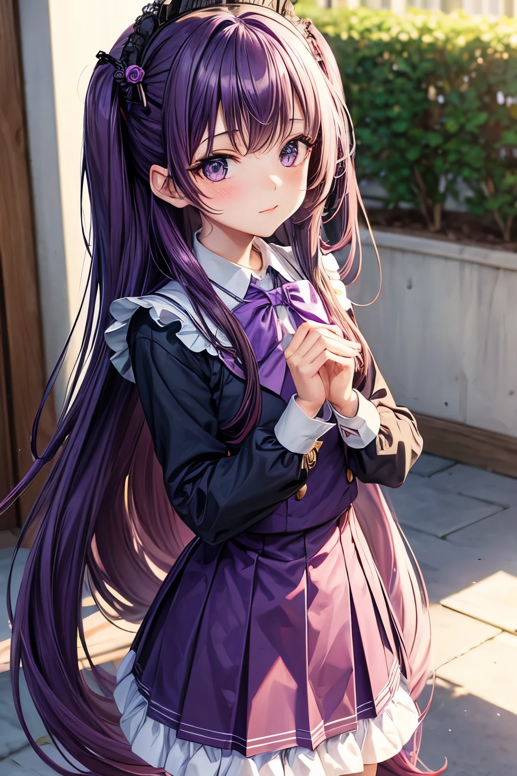 Long purple hair, , lolita, schuniform