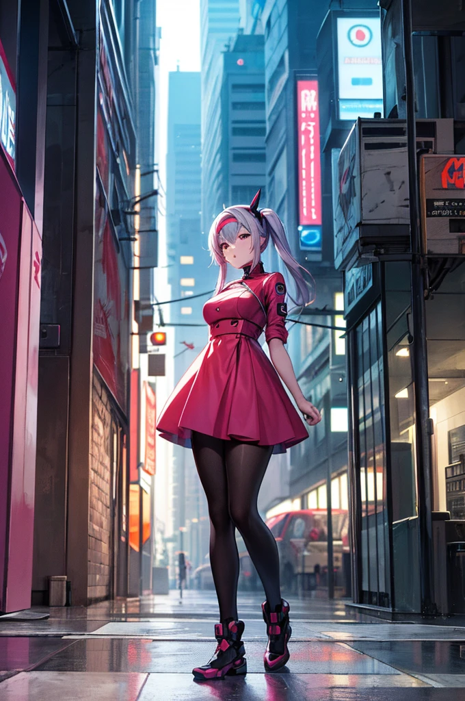 Anime girl in a dress and headband standing in front of a building, digital Cyberpunk anime art, Digital Cyberpunk - Anime Art, anime cyberpunk art, Cyberpunk Anime Girl, Cyberpunk Anime Girl mech, Anime Style 4k, Best anime 4k konachan wallpaper, Cyber , Cyberpunk anime art, Portrait Anime Astronaut Girl, anime girl of the future, Dreamy Cyberpunk Girl