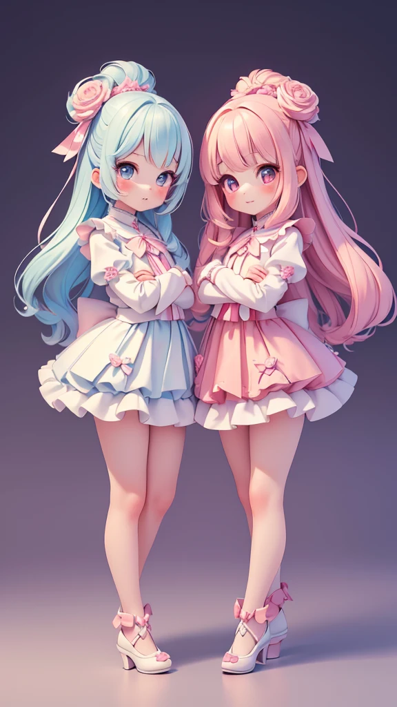 ((petite kawaii bishojo, 2girls)), ((kawaii face)), ((kawaii cute eyes)), ((masterpiece)), ((best quality)), ((ultra detailed)), ((8k)), (depth), (crisp), (exquisite), ((highres)), ((high standard)), ((beautiful and aesthetic)), (super detailed skin), (perfect anatomy), (full body), (blush), (lipstick), (yukikohime)