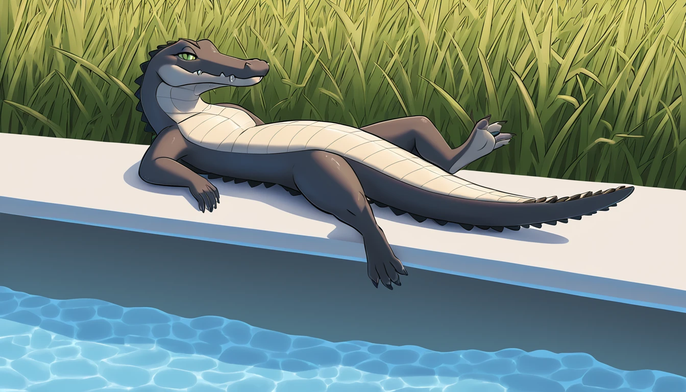 alligator sunbathing