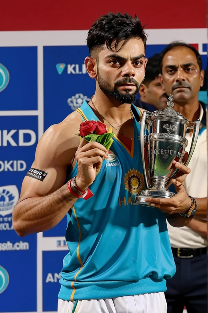 Virat Kohli with T20 World Cup trophy