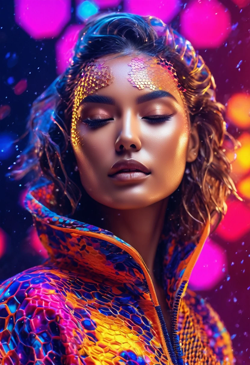 masterpiece,best quality,woman,closed eyes,
splashing,abstract,psychedelic,neon,(honeycomb pattern deepv v outfit),(creative:1.3),sy3,SMM,fantasy00d, ultra clear