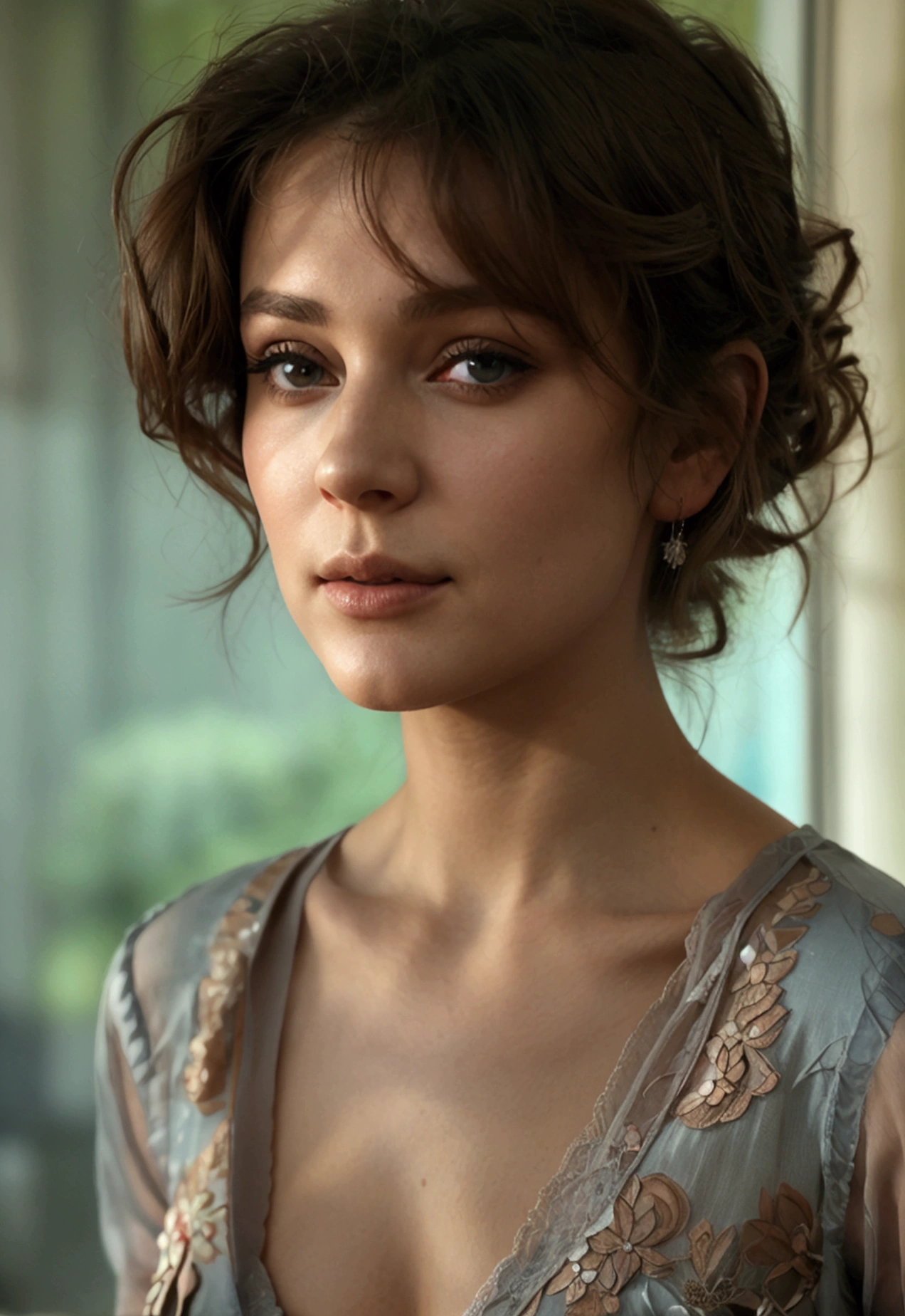  (meilleure qualité, ultra détaillé, nombre d&#39;or, chef-d&#39;œuvre:1.2), Éclairage de théâtre:0.7, Photo d&#39;une femme, vêtue d&#39;une très élégante et jolie robe, Visage rare et parfait, (peau très détaillée), cheveux teints au hasard, Cache ta bouche avec tes mains、Ridicule, Texture de la peau, peau pâle, peau brillante, (mince, grande taille:1.2), [:(Mise au point nette sur un visage rare, yeux parfaits:1.2):0.2], photoréaliste, grain de film, Mettez un pied en avant、d&#39;en bas regardant vers le haut、regarde la caméra、Mettre l&#39;accent sur les épaules, se concentrer sur le visage、bas、Lunettes、Sourire avec les coins de la bouche relevés、gros seins, expression dédaigneuse, brume d&#39;été, couleurs sourdes, couleurs chaudes et sourdes, Photo cinématique portrait of a woman dressed in a striped dress sitting by the window in the early morning, cinématique, (incliné:1.3) (dans un vieux train) ayez l&#39;air prudent, debout sous les projecteurs, nuages de poussière volumétriques, lumière clé, rétroéclairage, éclairage naturel doux, photographie Grain du film ISO 400 Objectif 30 mm RAW f1.8 ouverture, très détaillé (photographie analogique:1), couleurs hdr