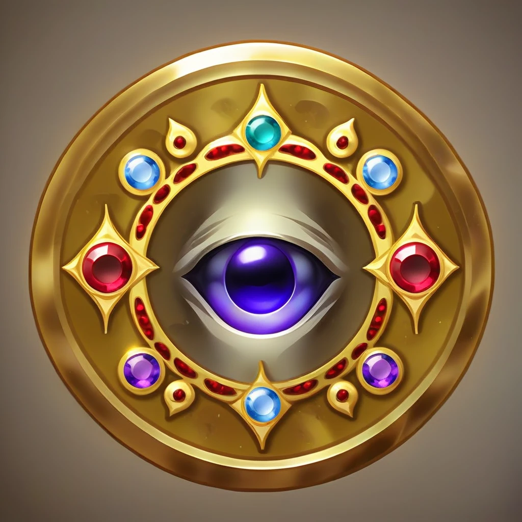 Ghost Hunter Medal, Eyes made of gemstones. coin, Vector design