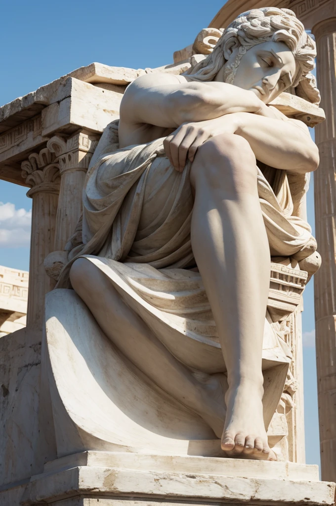 Statue lying down made of marble
