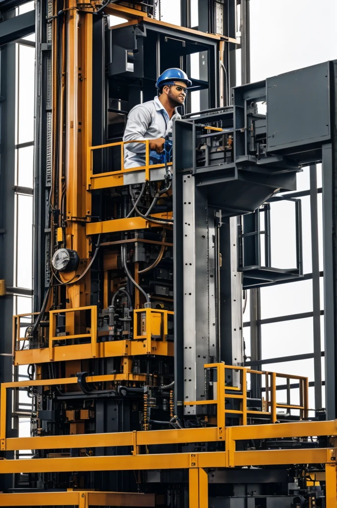 Create a picture of a worker at a machine